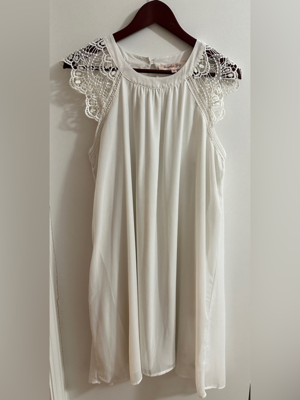 Ivory Crochet Lace Sleeve Sleeveless Dress